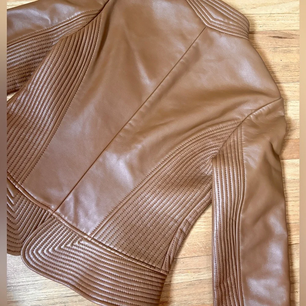 Tory Burch Calista Leather Riding Jacket - Picture 3 of 6